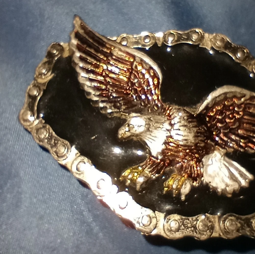 Vintage 1984 Enamel Eagle Belt Buckle The Great American Buckle Co USA